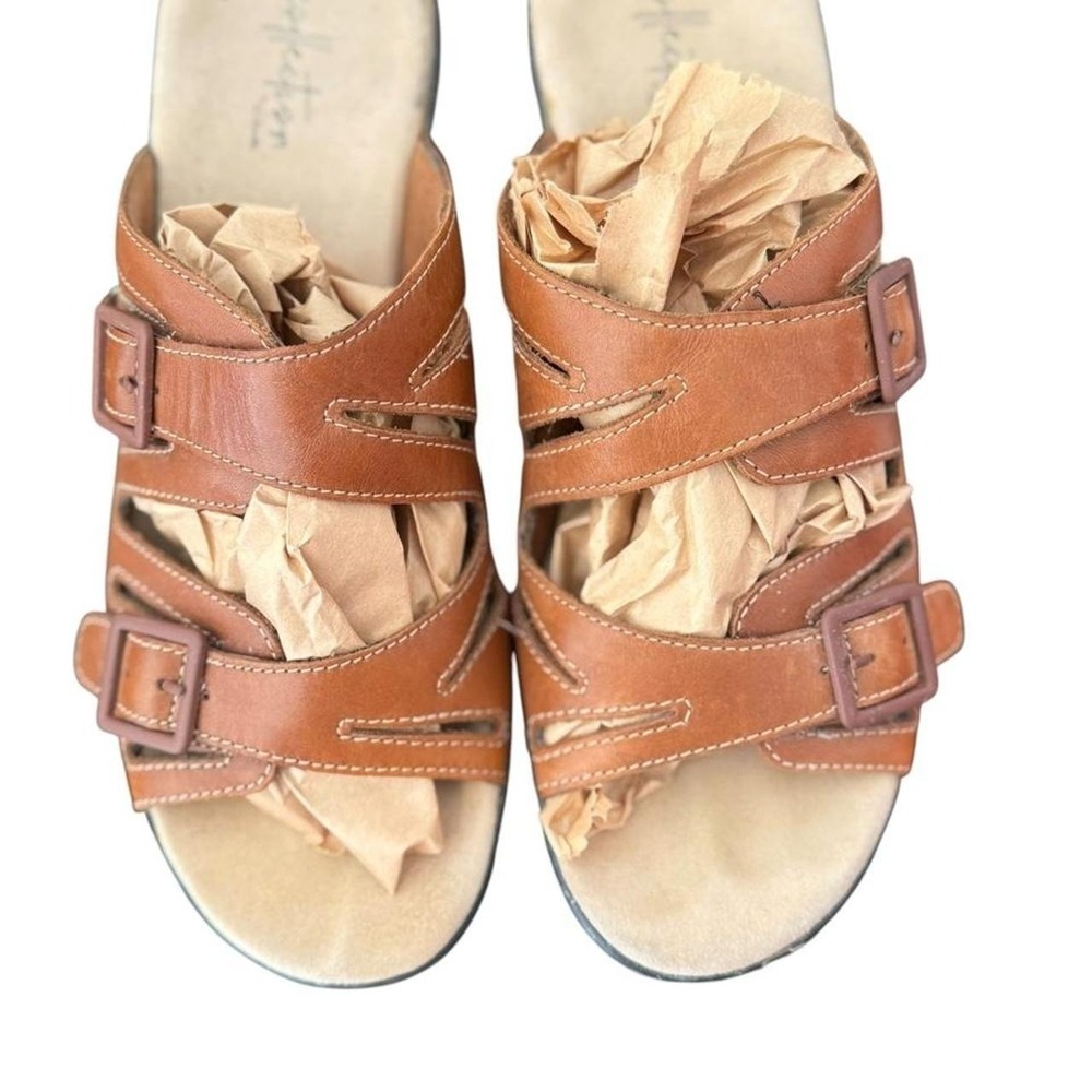 Clarks Ultimate Comfort Collection Brown Leather Sandals Size 8 1/2 Size 39 90s